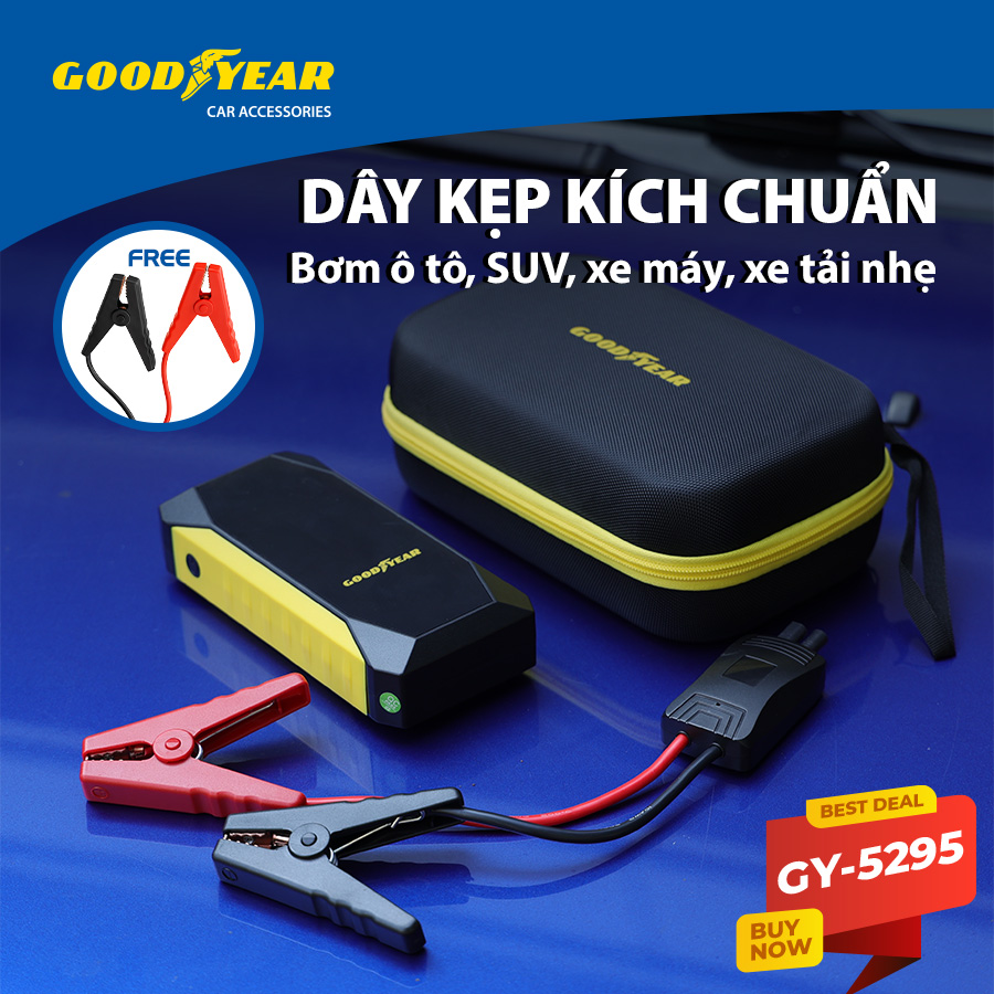 Bộ kích điện GOODYEAR GY-5295 12V 10000mAh - 500A - 37Wh - 2.5A mặt đồng hồ điện tử