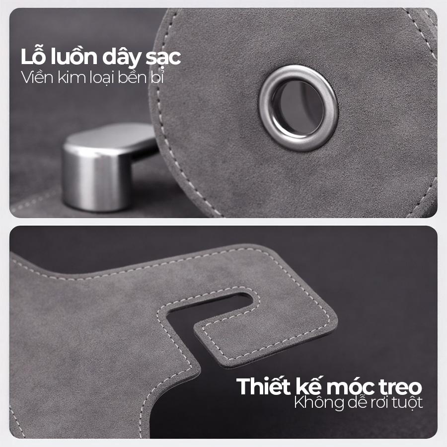 CIND BO-L021 (Xám) Móc treo đôi + đựng ly sau ghế (da)