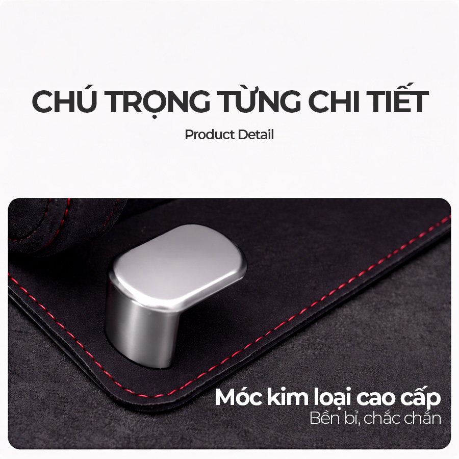 CIND BO-L021 (Đen) Móc treo đôi + đựng ly sau ghế (da)