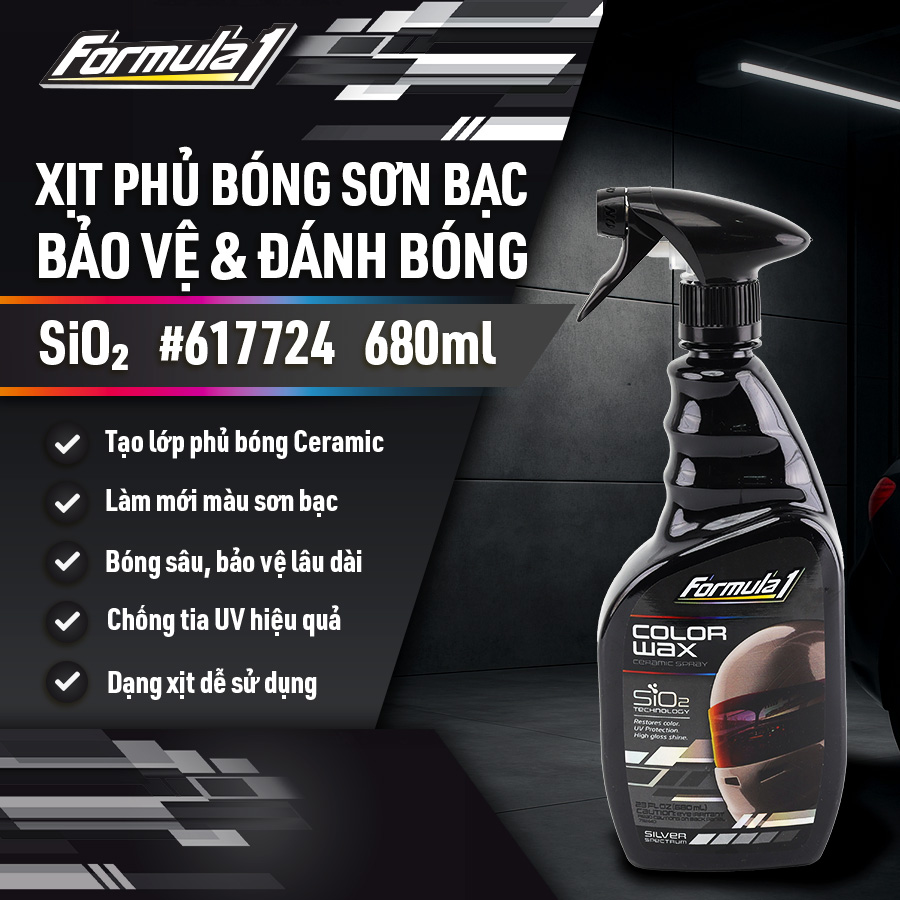 Đánh bóng sơn Ceramic dạng xịt màu xám Formula 1 (680ml) # 617724