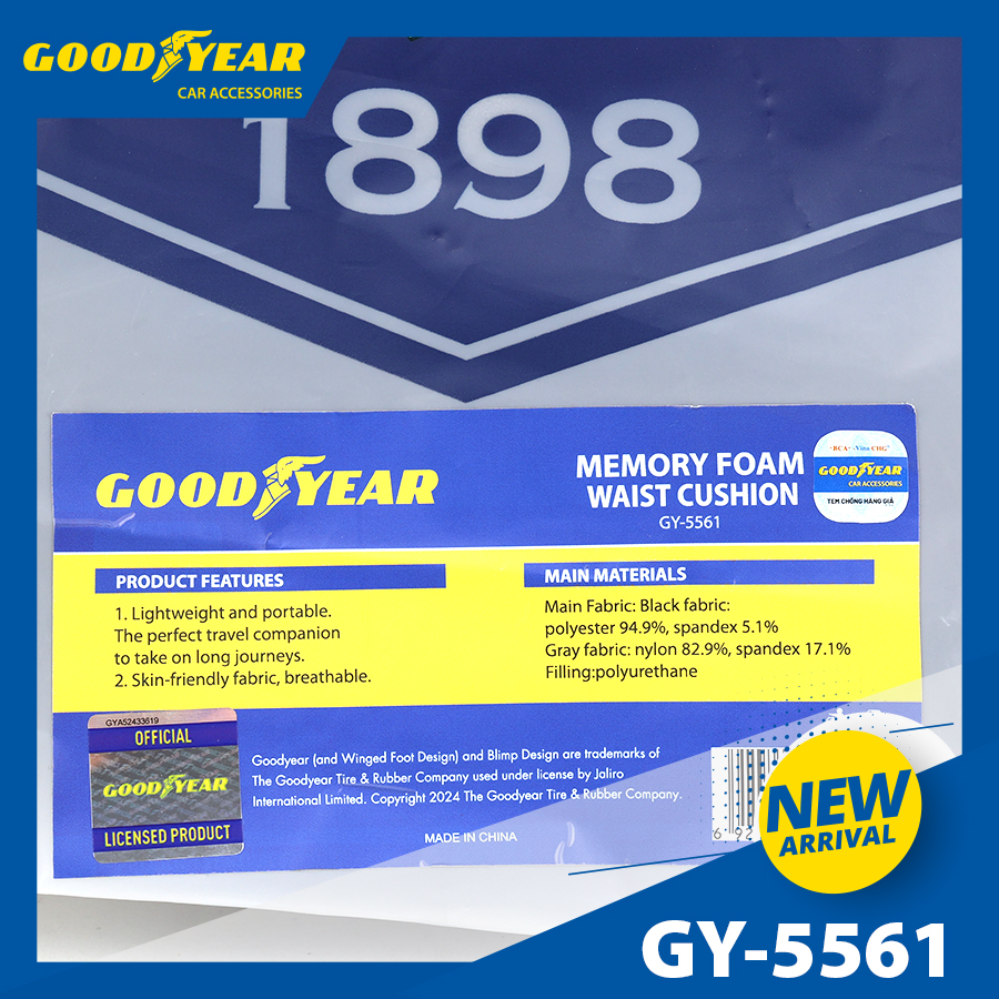 Lót lưng cao cấp GOODYEAR GY-5561 (45*40*14CM) xám đen