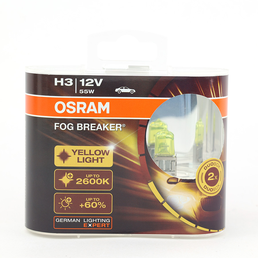 Bóng Halogen Phá Sương H3 12V 55W PK22S 62151FBR-HCB Yellow Hiệu Osram