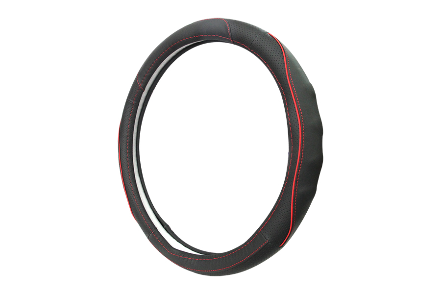 STEERING WHEEL COVER K003 (M) black/red