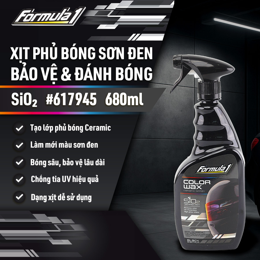 Đánh bóng sơn Ceramic dạng xịt màu đen Formula 1 (680ml) # 617945