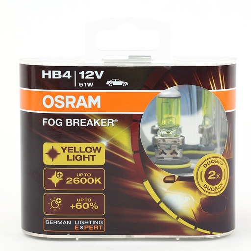 [BDO9006FBRHCB] Bóng Halogen Phá Sương HB4 12V 51W P22D 9006FBR-HCB Yellow Hiệu Osram